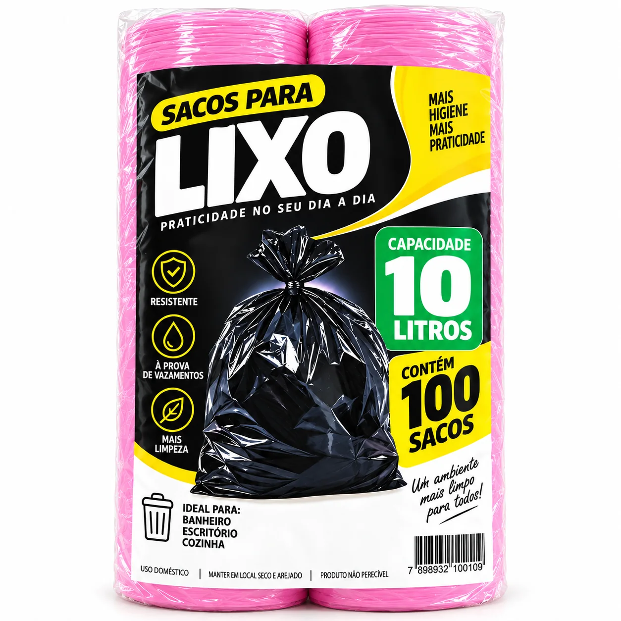 Embalagem oficial do saco de lixo perfumado de 10 litros