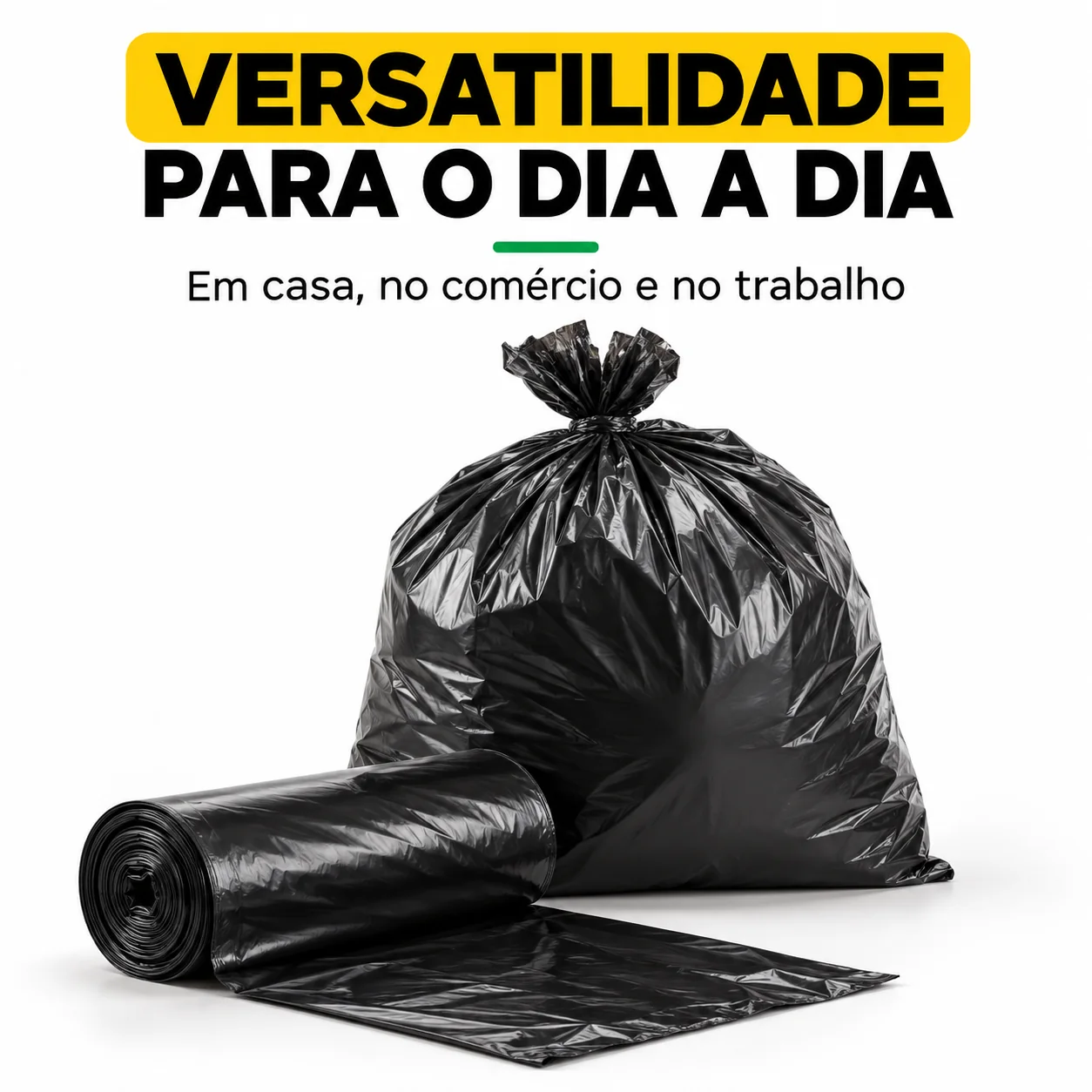Criativo Versatilidade para o dia a dia com saco preto fechado e rolo